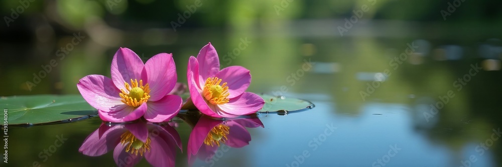 Close-up of hellebore flowers floating gracefully on calm water surface, serenity, water Close-up of hellebore flowers floating gracefully on calm water surface, serenity, water