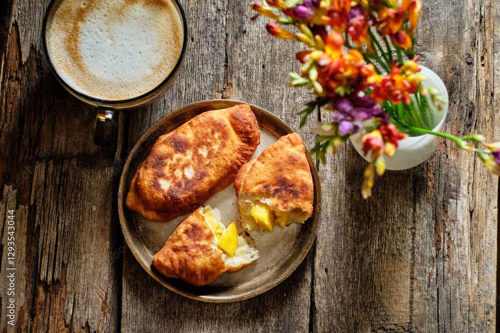 fried mango pie top view fried mango pie top view