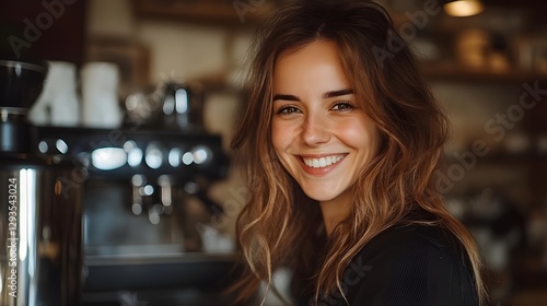 Female barista using coffee filter at cafe