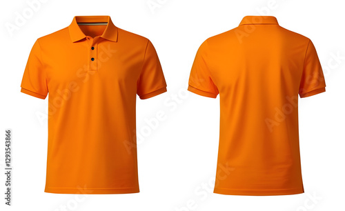 orange men's polo shirt mockup Isolated on transparent background