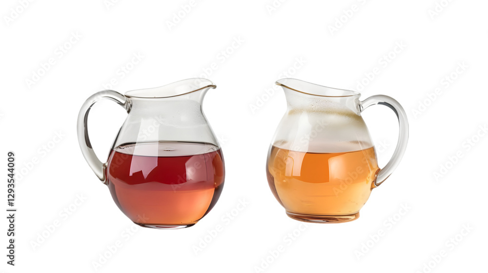 Two Glass Pitchers with Beverages Two Glass Pitchers with Beverages