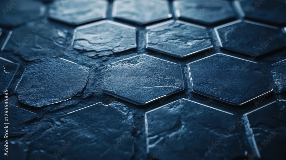 Dark blue hexagonal stone pavement texture background Dark blue hexagonal stone pavement texture background