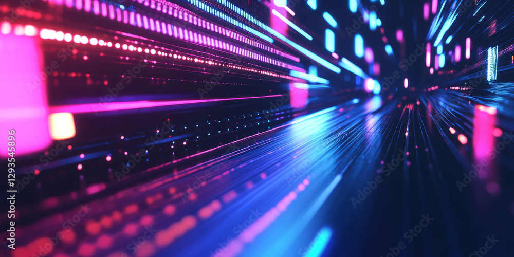 A high-tech abstract background featuring layered, refractive neon light panels, softly shifting in an infinite futuristic digital sequence. The elegant cyber aesthetic evokes modern technological A high-tech abstract background featuring layered, refractive neon light panels, softly shifting in an infinite futuristic digital sequence. The elegant cyber aesthetic evokes modern technological