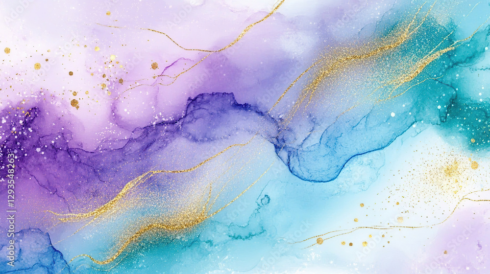 Fototapeta premium Abstract Watercolor Pastel Background with Gold Accents