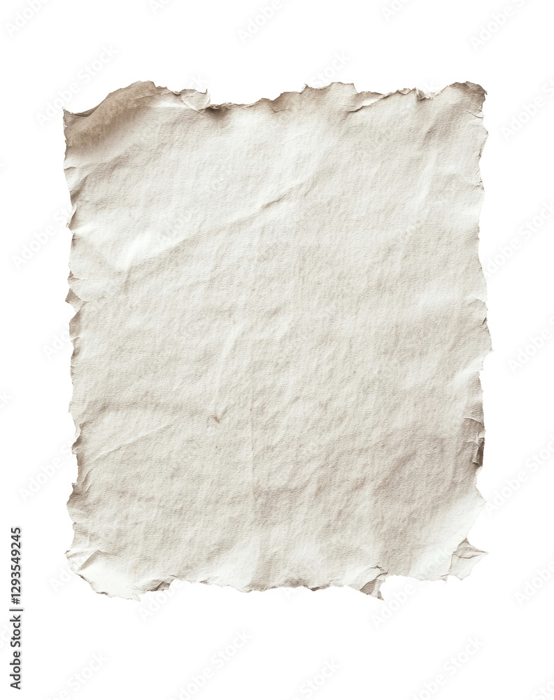 Fototapeta premium Textured Paper Sheet with Frayed Edges on transparent background 