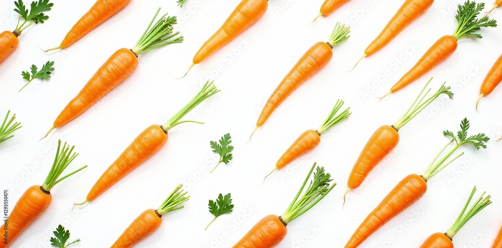 Vibrant seamless pattern of orange carrots on a white background, nutrition, garden Vibrant seamless pattern of orange carrots on a white background, nutrition, garden
