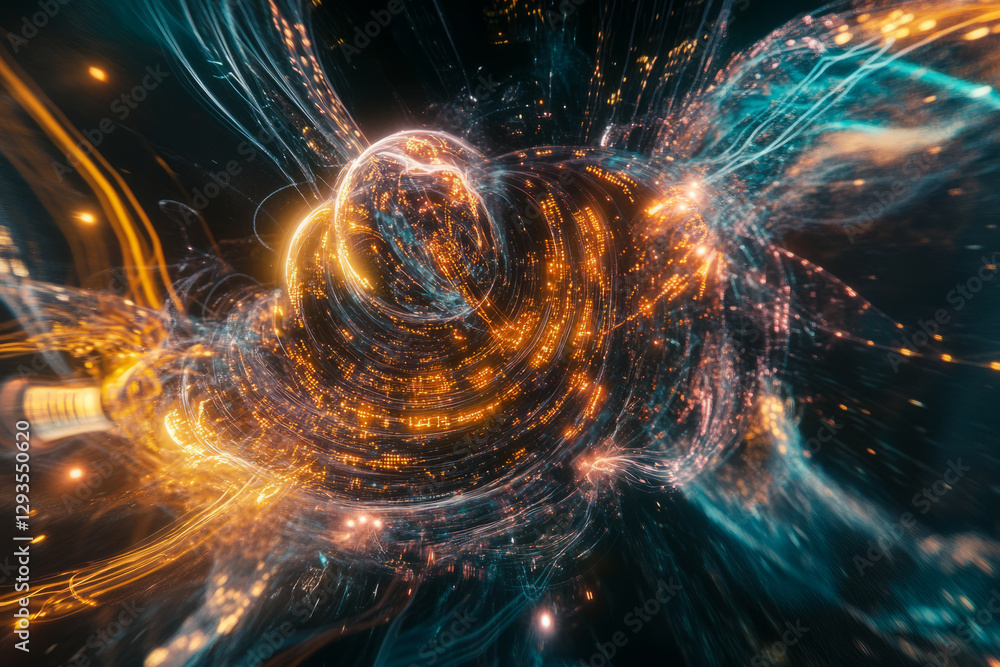 A mesmerizing futuristic visualization of deep machine learning, featuring glowing AI-powered digital fractals, pulsating cybernetic connections, and swirling holographic neural pathways. The A mesmerizing futuristic visualization of deep machine learning, featuring glowing AI-powered digital fractals, pulsating cybernetic connections, and swirling holographic neural pathways. The
