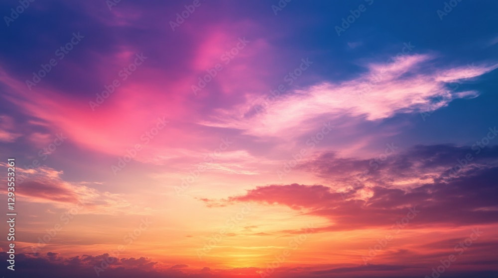 Obraz premium Majestic sunset over a mountain range with rich colors and silhouetted peaks creating a dramatic evening scene