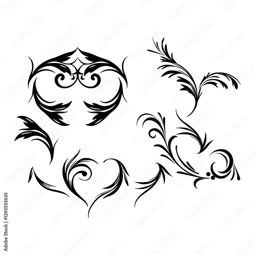 Obraz premium vector, tattoo, design, flower, illustration, floral, decoration, tribal