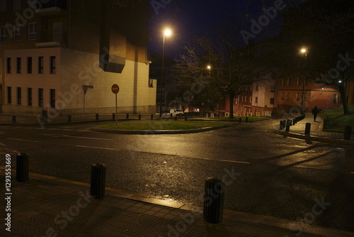 Night in the suburbs of a city