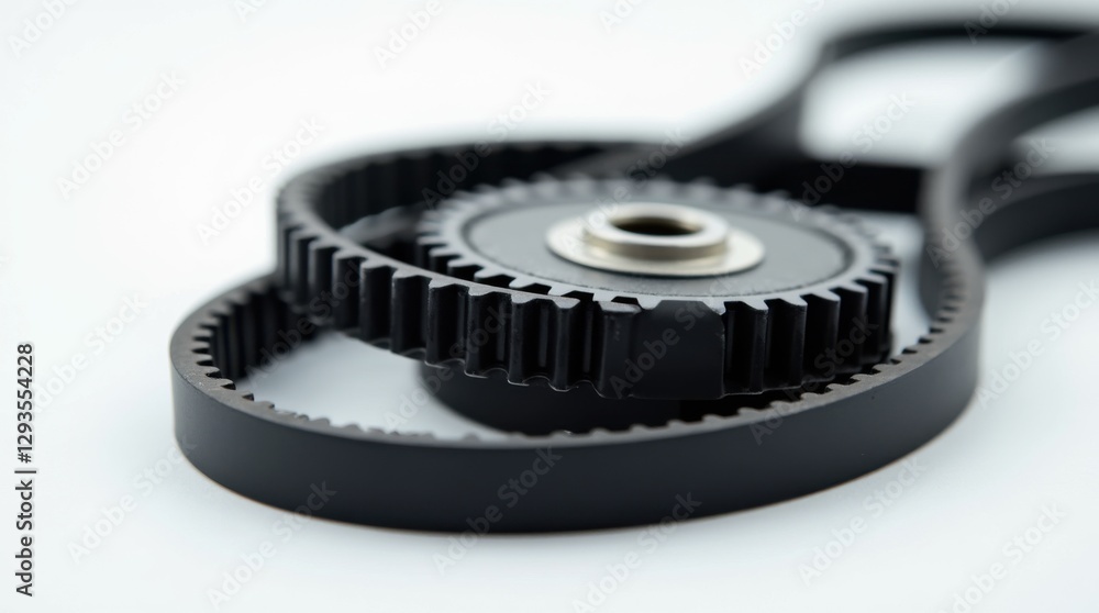 Close-up of Car Timing Belt and Gears Close-up of Car Timing Belt and Gears