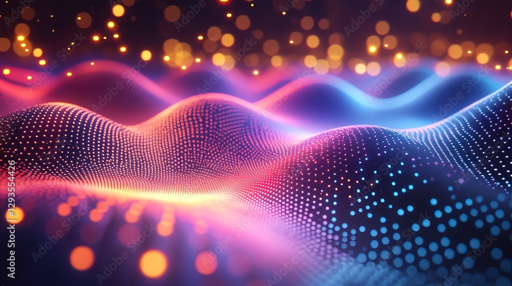 Visual representation of a photon wave-particle duality, particles transforming into waves Visual representation of a photon wave-particle duality, particles transforming into waves