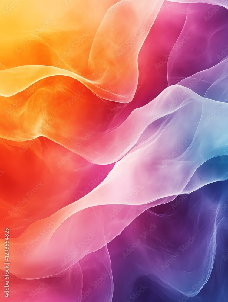 Obraz premium Soft flowing abstract background, vibrant abstract fluid waves with colorful gradient blending in a soft flowing design, modern flowing design