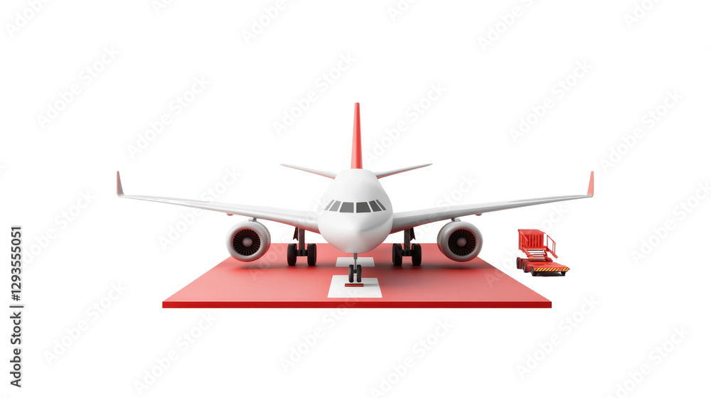 Airplane on tarmac with loading equipment during daylight near an airport setting Airplane on tarmac with loading equipment during daylight near an airport setting