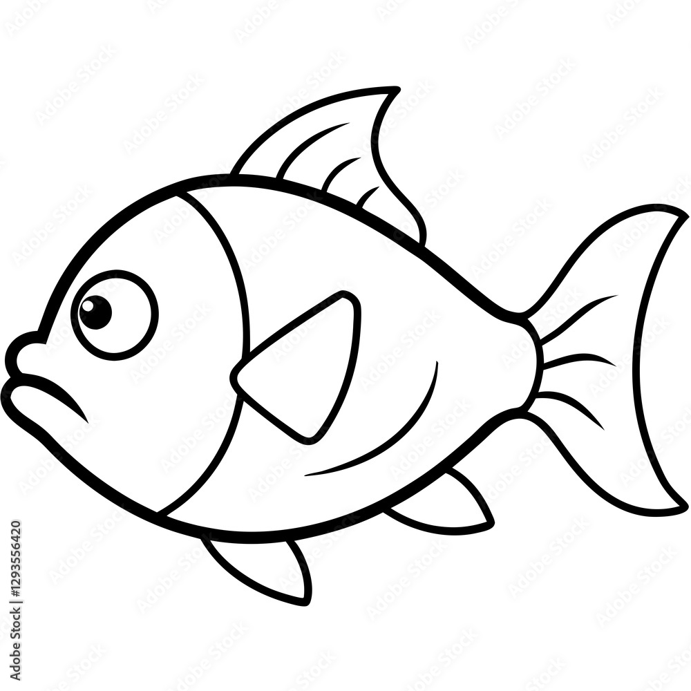 Obraz premium A fish making a sarcastic expression line art vector illustration 