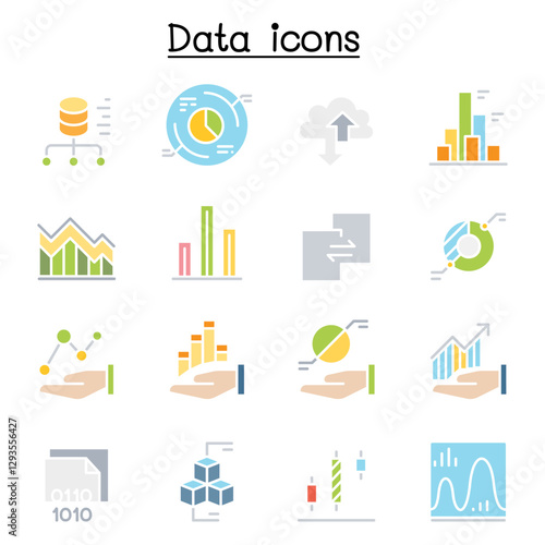 Data diagram, Graph, Infographic icon set in thin line style