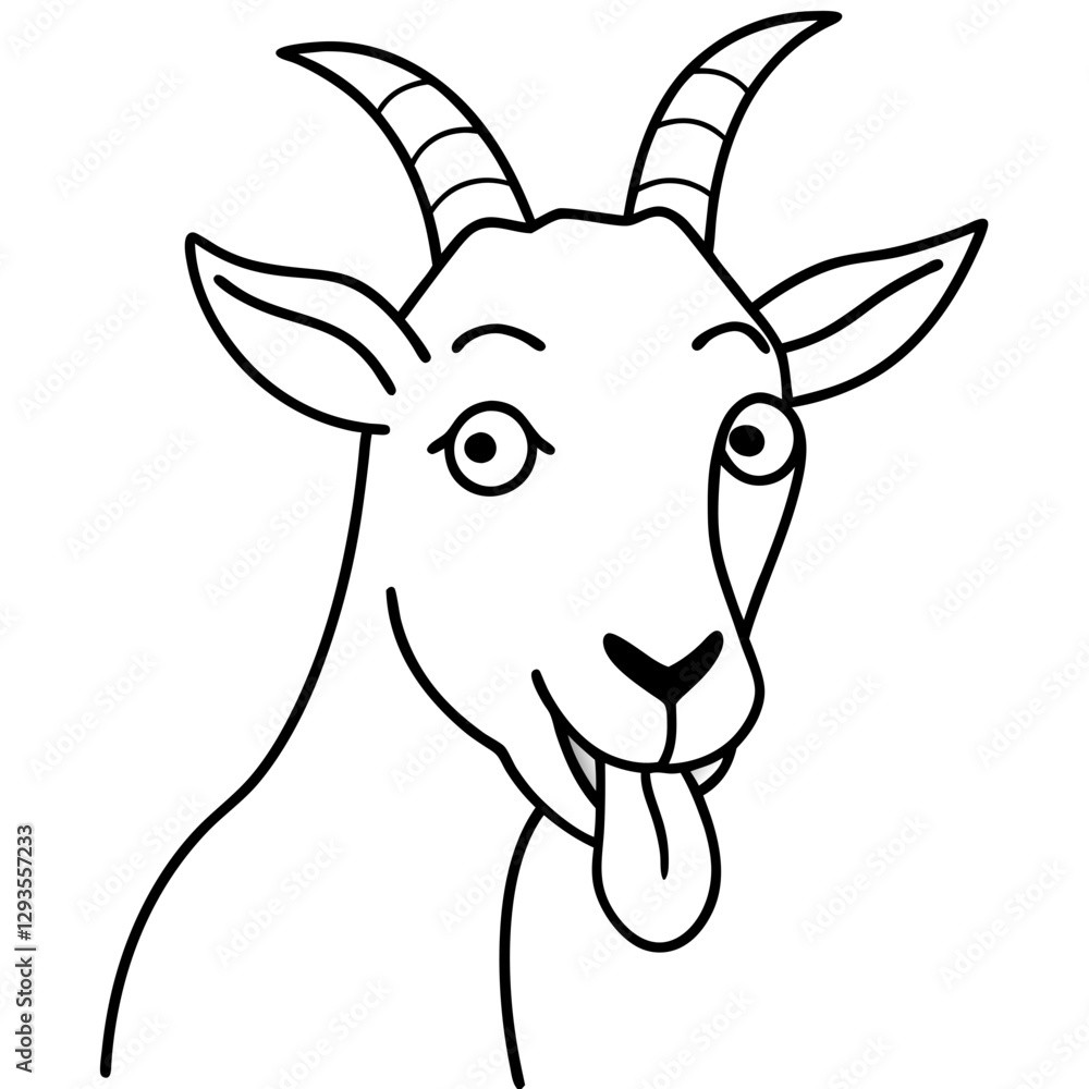 A goat sticking out it's tongue with crossed eyes line art vector illustration A goat sticking out it's tongue with crossed eyes line art vector illustration
