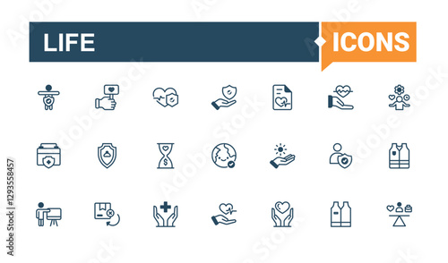 Life isolated icon set. Related to family, home, life, car, lifestyle. Set of line pictogram. Editable vector outline and solid icons.