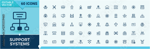 Support Systems simple icon. Icons engineering, construction, road, way, bus and more. Perfect for logos and infographic. Editable vector outline and solid icons.