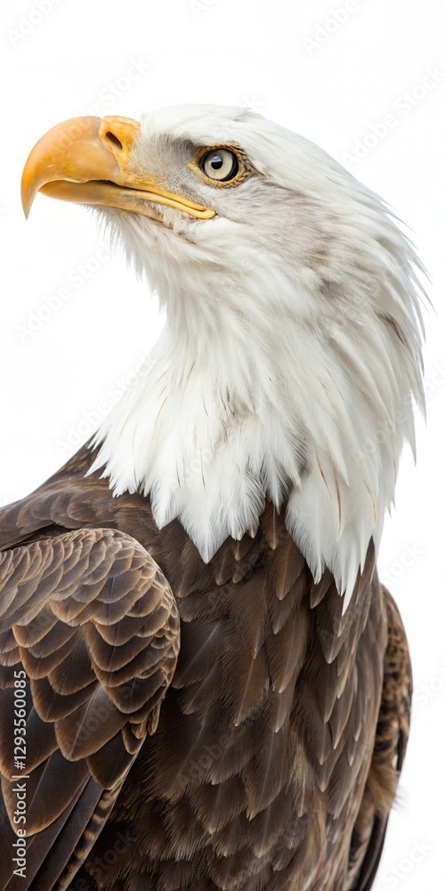 Obraz premium Bald eagle with sharp gaze and detailed feathers.