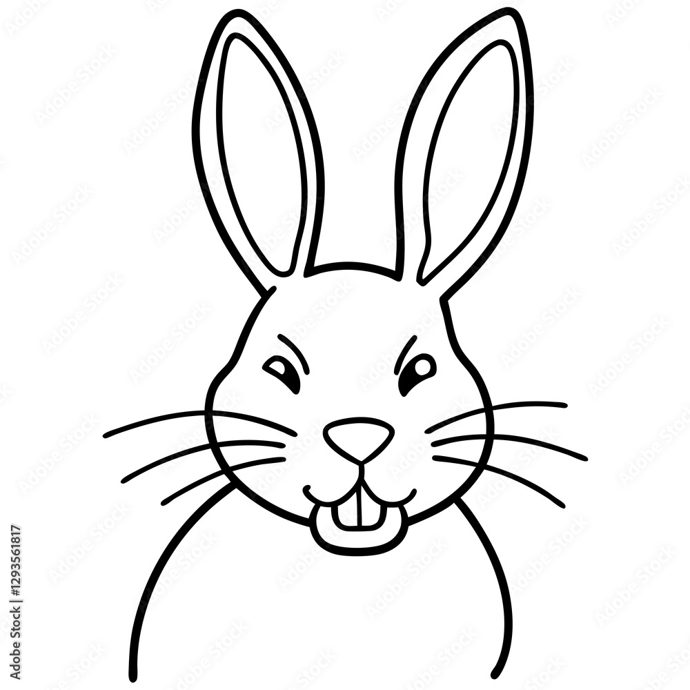 Fototapeta premium A rabbit pulling a face line art vector illustration 