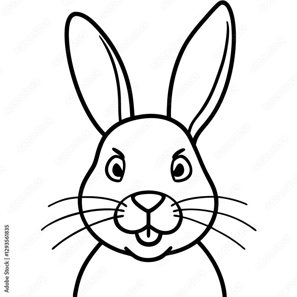 Obraz premium A rabbit pulling a face line art vector illustration 