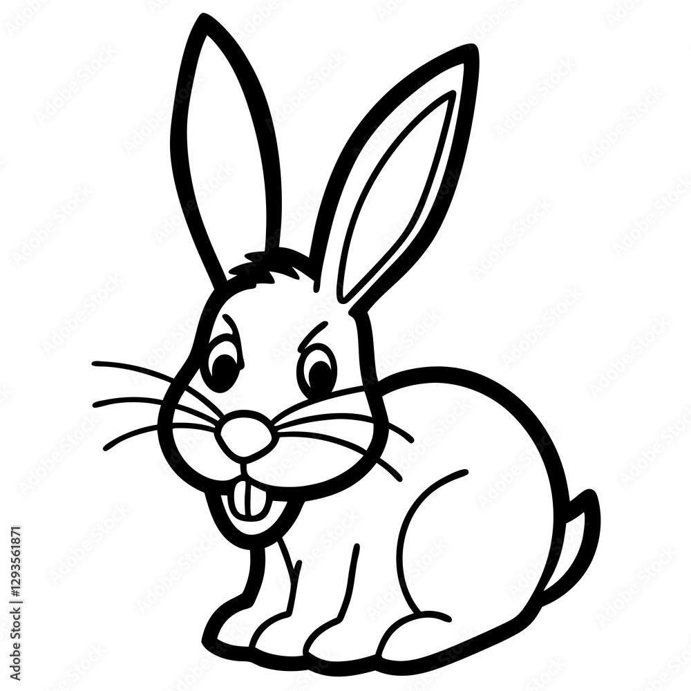 Obraz premium A rabbit pulling a face line art vector illustration 