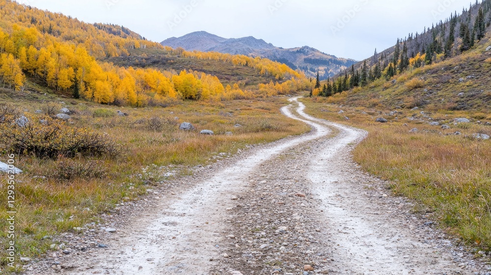 Autumn Mountain Road Winding Through Valley Autumn Mountain Road Winding Through Valley