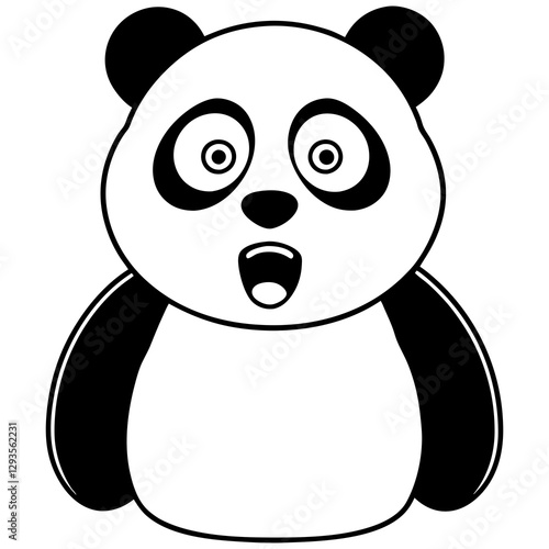  A surprised panda with cartoonist wide eyes line art vector illustration 