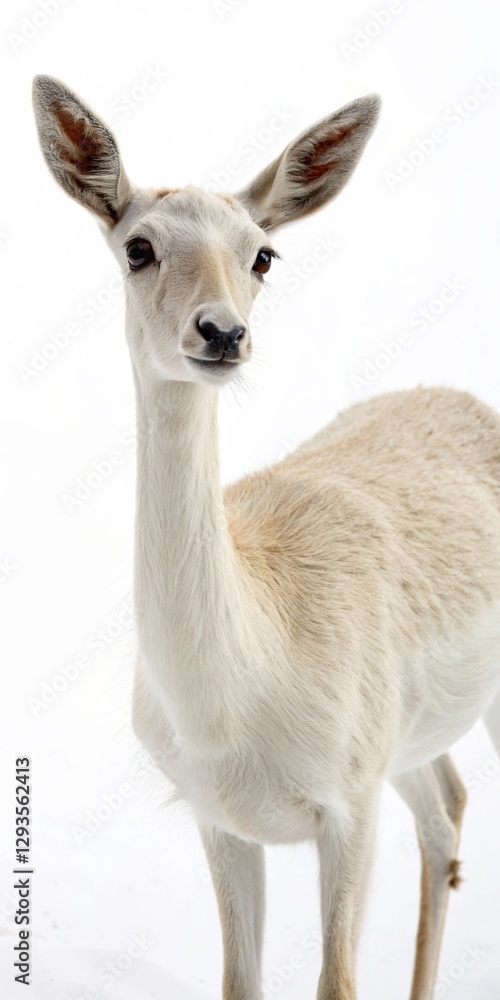 Fototapeta premium Graceful deer standing against a white backdrop.