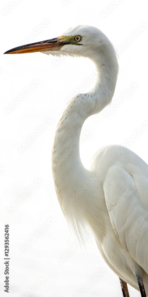 Fototapeta premium Graceful white bird with long neck and sharp beak.