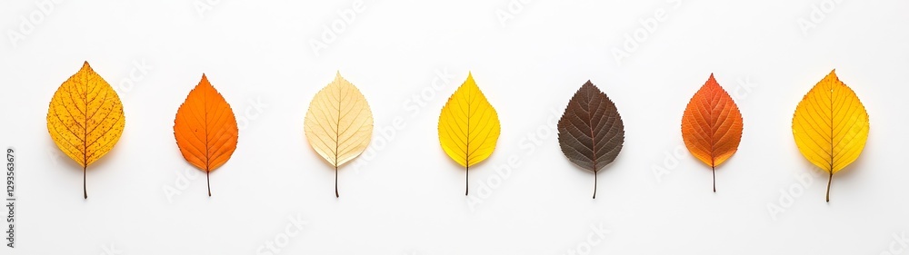 Colorful Autumn Leaves on White Background Displaying Nature's Palette Colorful Autumn Leaves on White Background Displaying Nature's Palette