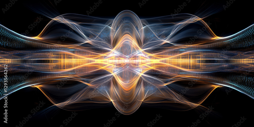 Obraz premium A mesmerizing futuristic AI-driven high-speed quantum computing cluster, displaying glowing cybernetic real-time superposition processing pathways, pulsating holographic parallel computation grids,