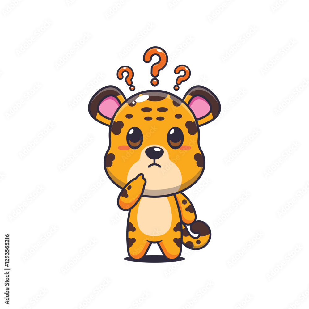 Leopard cartoon vector illustration is confused Leopard cartoon vector illustration is confused