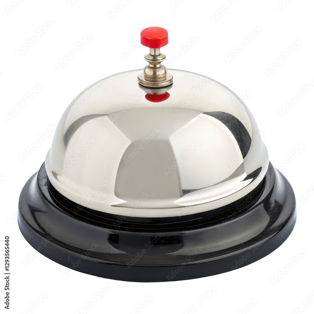 breaking news concept, Service bell with a shiny dome and red button on a black base. isolated on a white background. breaking news concept, Service bell with a shiny dome and red button on a black base. isolated on a white background.
