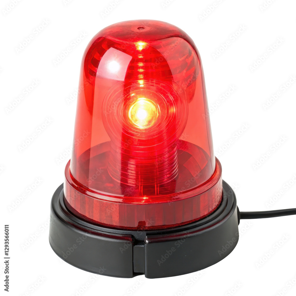 breaking news concept, Red emergency light with a bright flashing bulb isolated on a white background. breaking news concept, Red emergency light with a bright flashing bulb isolated on a white background.