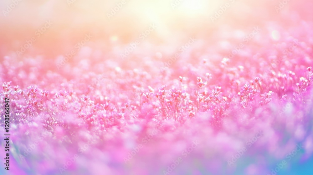 Obraz premium Field of blooming wildflowers in vibrant colors, cheerful and serene natural setting with bright sunlight