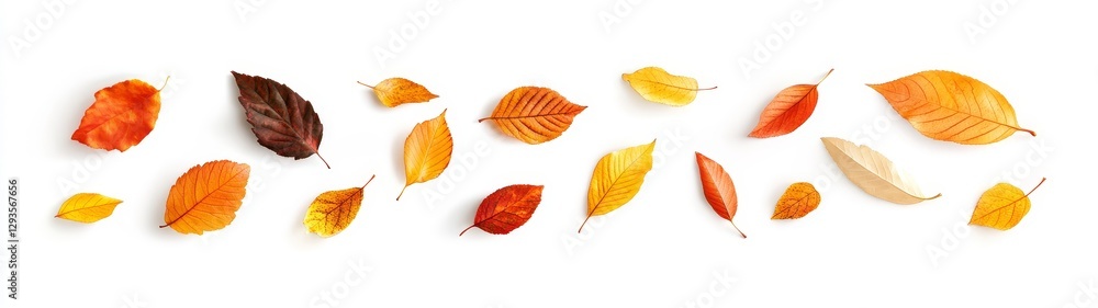 Fototapeta premium Colorful Assortment of Autumn Leaves Isolated on a White Background