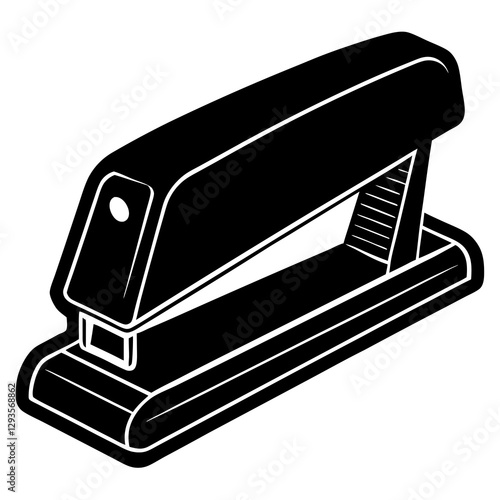 Office stapler in action silhouette vector illustration 