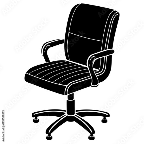 Office task chair with backrest silhouette vector illustration 