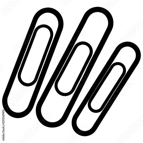Paperclip in different sizes silhouette vector illustration 