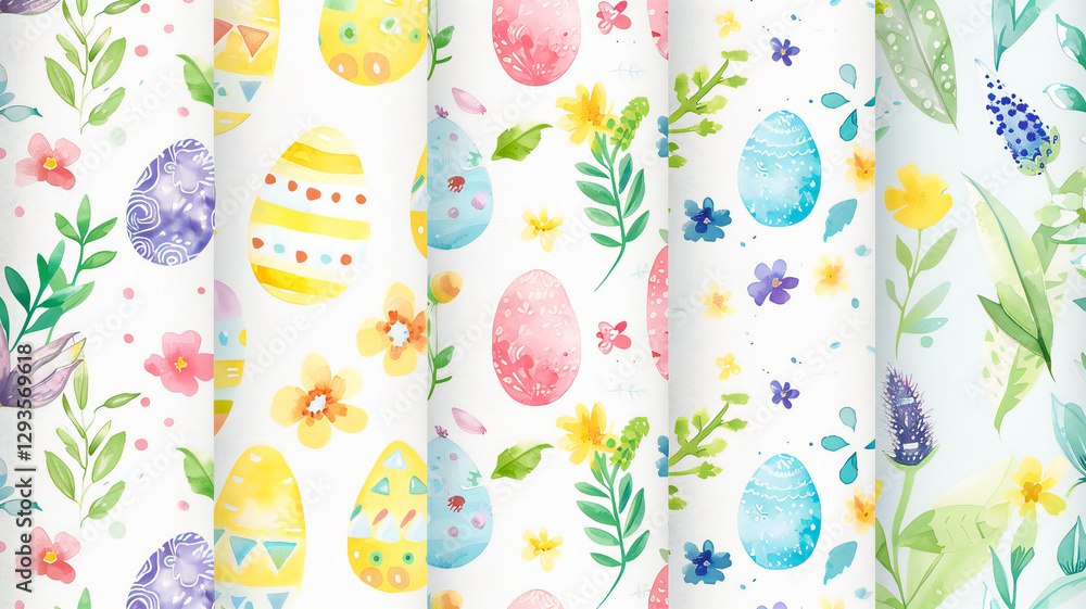 easter eggs and flowers watercolor pattern easter eggs and flowers watercolor pattern