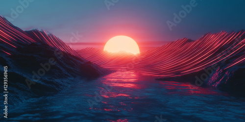 A visually immersive abstract background with pulsating radial light waves, emanating from a glowing center. The futuristic neon gradients create a hypnotic cyber-inspired aesthetic, blending digital