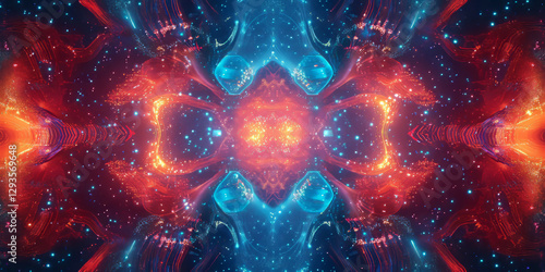 A glowing futuristic AI-driven quantum energy core, radiating pulsating cybernetic light, swirling holographic data streams, and intricate digital intelligence pathways. The high-tech abstract