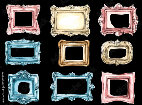 Vintage Charm: A Collection of Elegant Picture Frames in Soft Pastels