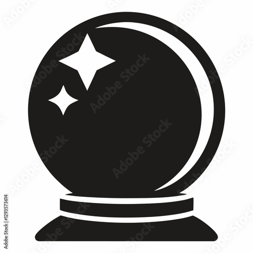 Vector black crystal ball icon on white background.