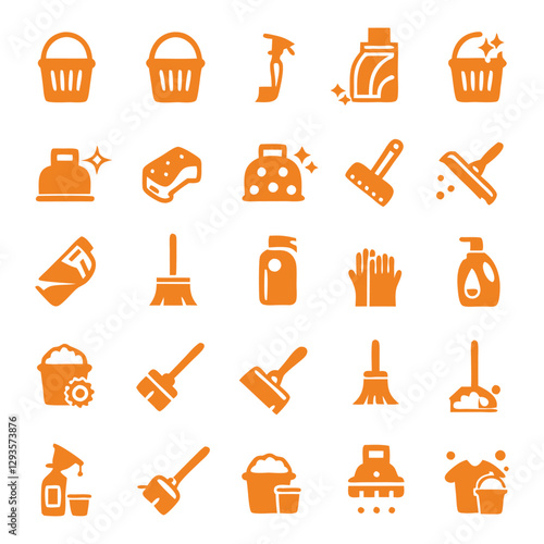 Cleaning and Household Tools Icons Set