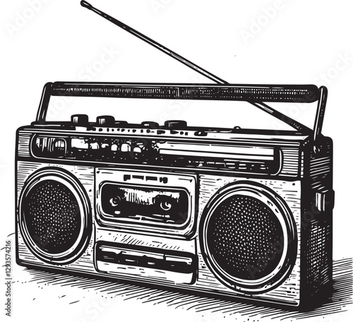 Stereo cassette player vintage vector illustration