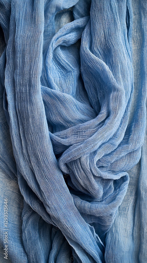 Draped Blue Fabric Texture Closeup Draped Blue Fabric Texture Closeup