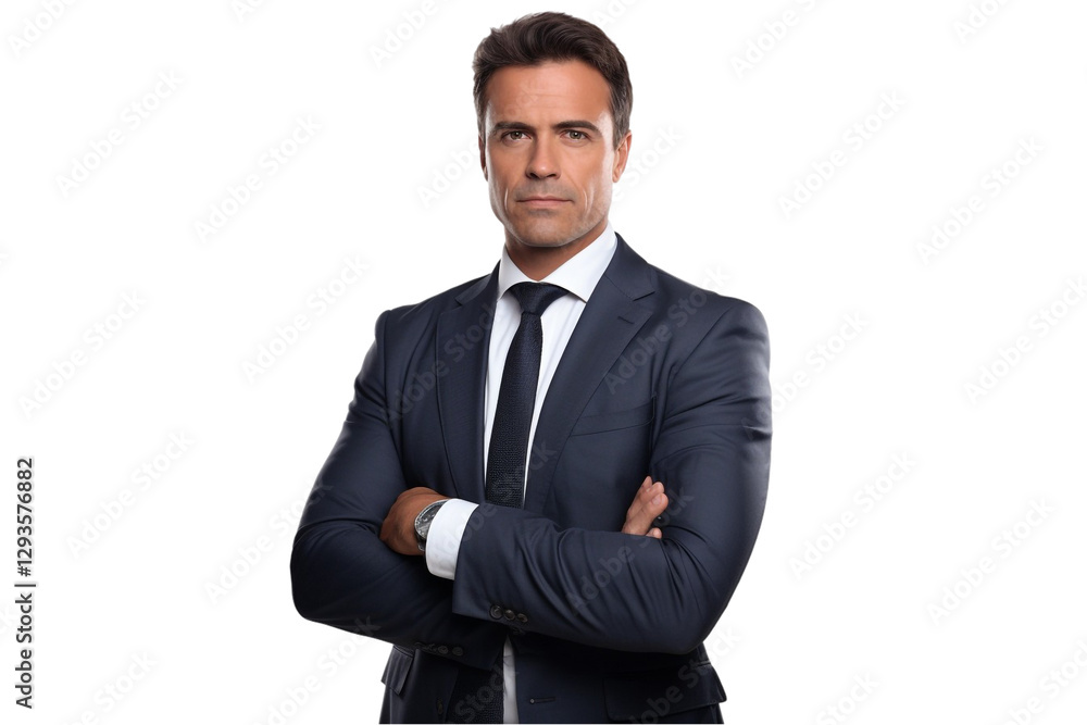 Confident Corporate Leader Isolated on Transparent Background Confident Corporate Leader Isolated on Transparent Background